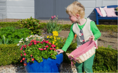 kid looking for easter eggs