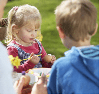 decorating easter egg outdoor